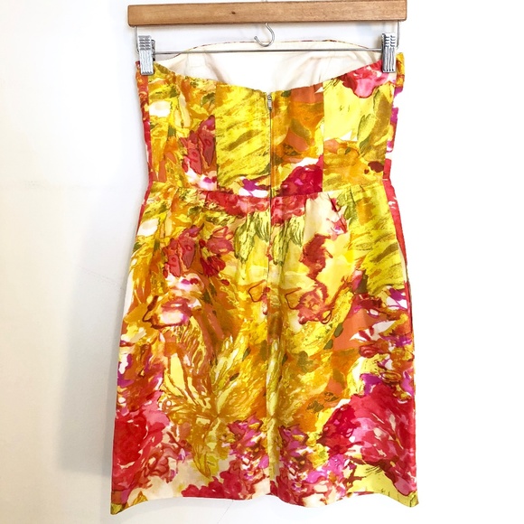 J Crew 100% Silk Strapless Floral Dress 0 - Picture 4 of 6